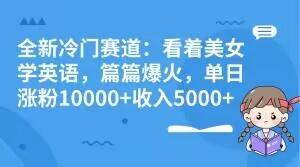 全新冷门赛道：看着美女学英语，篇篇爆火，单日涨粉10000+收入5000+-泡泡网赚