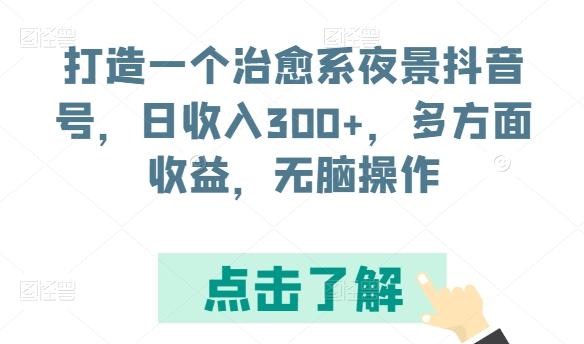 打造一个治愈系夜景抖音号，日收入300+，多方面收益，无脑操作【揭秘】-泡泡网赚