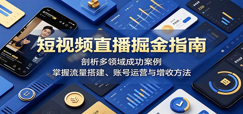短视频直播掘金指南：剖析多领域成功案例，掌握流量搭建、账号运营与增收方法-泡泡网赚