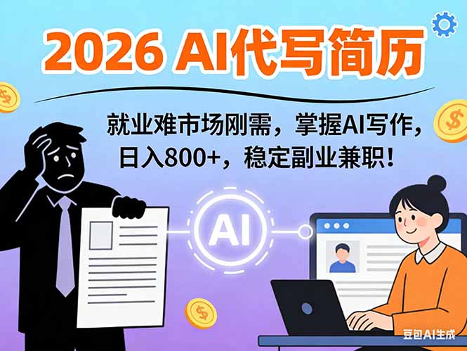 AI代写简历，超暴利，用万能模板月入1-3万实战教程，2026年市场刚需！-泡泡网赚