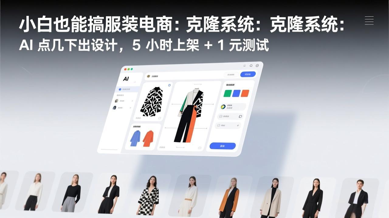 小白也能搞服装电商：克隆系统：AI 点几下出设计，5 小时上架 + 1 元测试-泡泡网赚