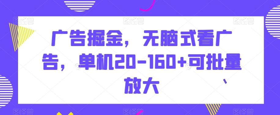 广告掘金，无脑式看广告，单机20-160+可批量放大【揭秘】-泡泡网赚