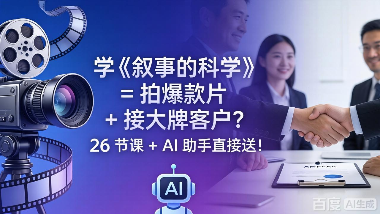 学《叙事的科学》= 拍爆款片 + 接大牌客户？26 节课 + AI 助手直接送！-泡泡网赚