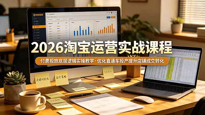 2026 淘宝运营实战课程，付费投放底层逻辑实操教学，优化直通车投产提升店铺成交转化-泡泡网赚