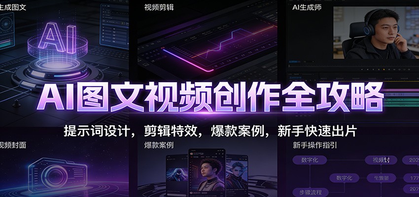 AI图文视频创作全攻略：提示词设计，剪辑特效，爆款案例，新手快速出片-泡泡网赚