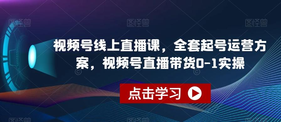视频号线上直播课，全套起号运营方案，视频号直播带货0-1实操-泡泡网赚