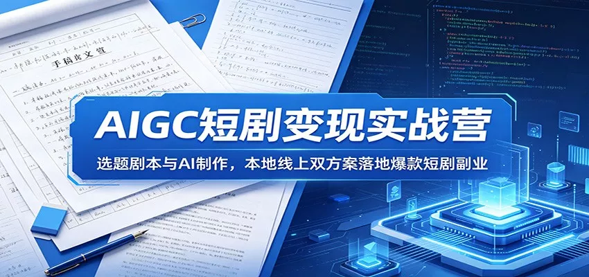 AIGC短剧变现实战营：选题剧本与AI制作，本地线上双方案落地爆款短剧副业-泡泡网赚