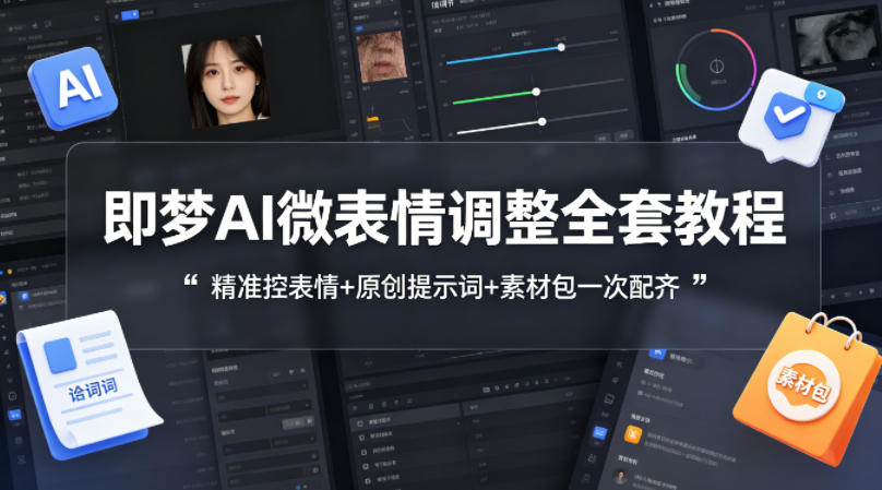 即梦AI微表情调整全套教程，精准控表情+原创提示词+素材包一次配齐-泡泡网赚