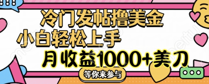 冷门发帖撸美金项目，月收益1000+美金，简单无脑，干就完了【揭秘】-泡泡网赚