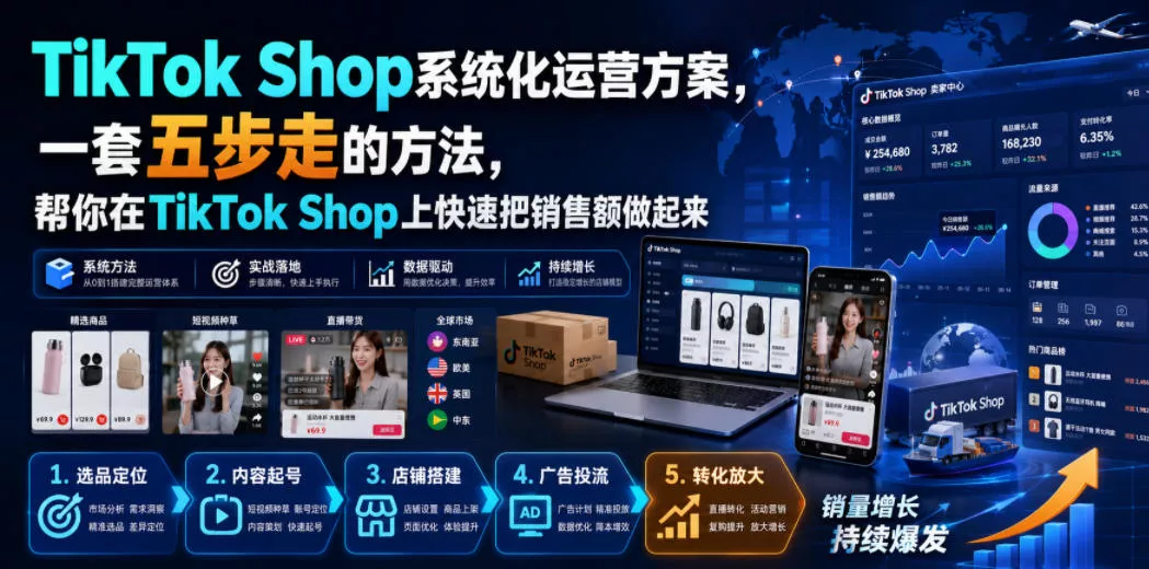 TikTok Shop系统化运营方案，一套五步走的方法，帮你在TikTok Shop上快速把销售额做起来【原创双语字幕】-泡泡网赚
