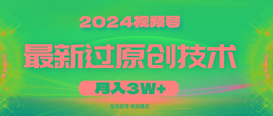 2024视频号最新过原创技术，当天起号，收益稳定，月入3W+-泡泡网赚