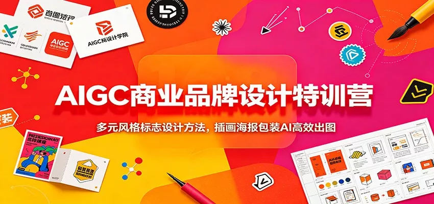 AIGC商业品牌设计特训营：多元风格标志设计方法，插画海报包装AI高效出图-泡泡网赚