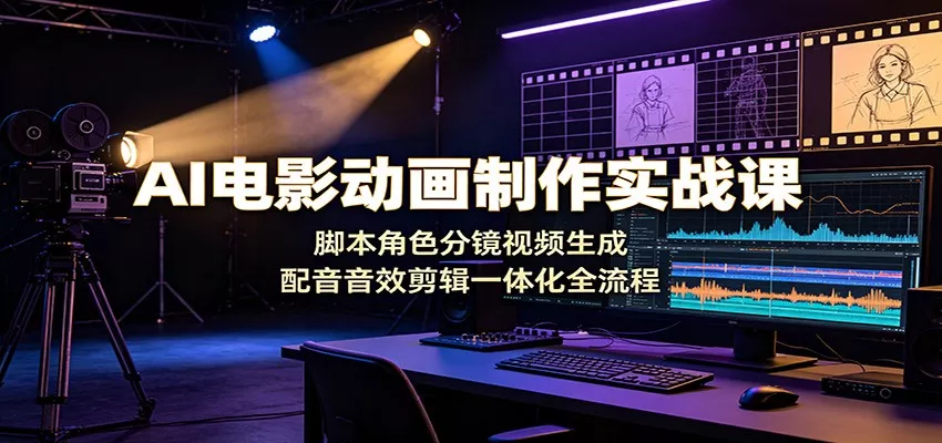 AI电影动画制作实战课：脚本角色分镜视频生成，配音音效剪辑一体化全流程-泡泡网赚