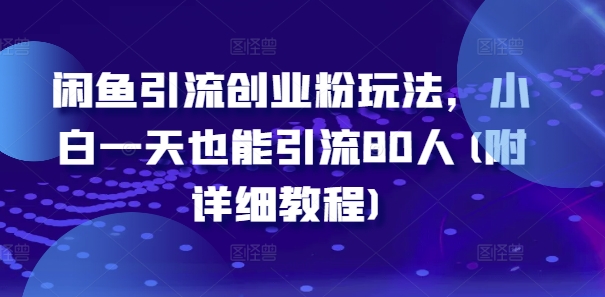 闲鱼引流创业粉玩法，小白一天也能引流80人(附详细教程)-泡泡网赚