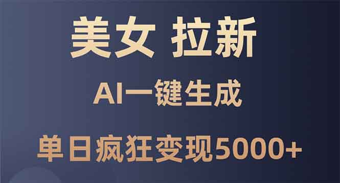 美女暴力拉新，通过AI一键生成，单日疯狂变现5000+，纯小白一学就会！-泡泡网赚