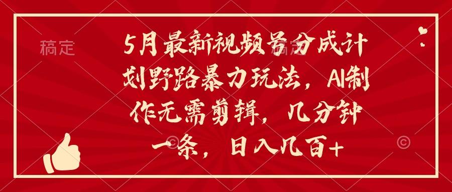 5月最新视频号分成计划野路暴力玩法，ai制作，无需剪辑。几分钟一条，…-泡泡网赚
