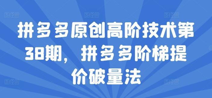 拼多多原创高阶技术第38期，拼多多阶梯提价破量法-泡泡网赚