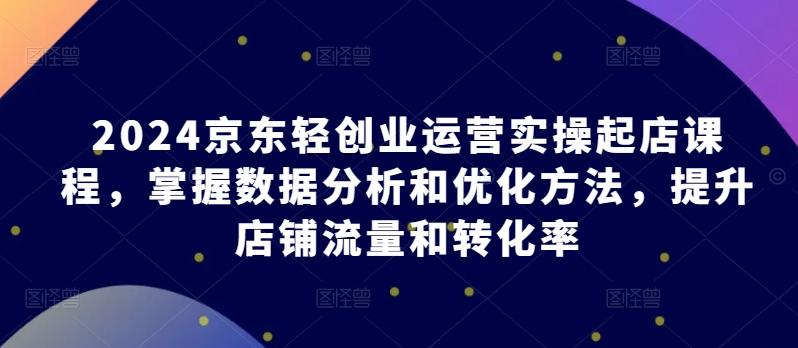 2024京东轻创业运营实操起店课程，掌握数据分析和优化方法，提升店铺流量和转化率-泡泡网赚