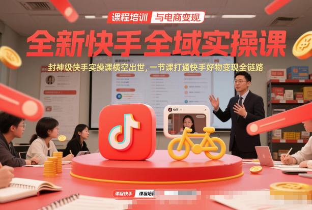 全新快手全域实操课，封神级快手实操课横空出世，一节课打通快手好物变现全链路-泡泡网赚