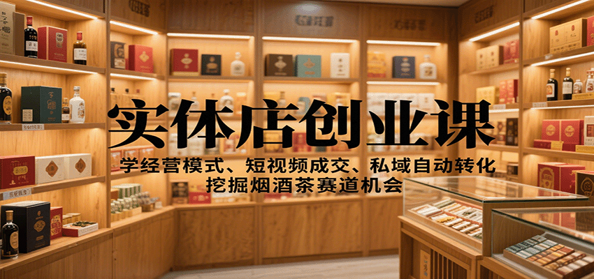 实体店创业课：学经营模式、短视频成交、私域自动转化，挖掘烟酒茶赛道机会-泡泡网赚