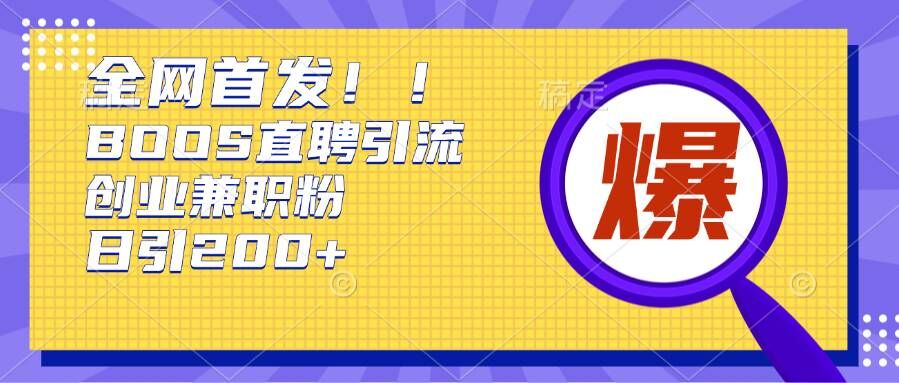 通过Boss直聘，每天轻松钓到200+多条创业大鱼的秘籍【揭秘】-泡泡网赚