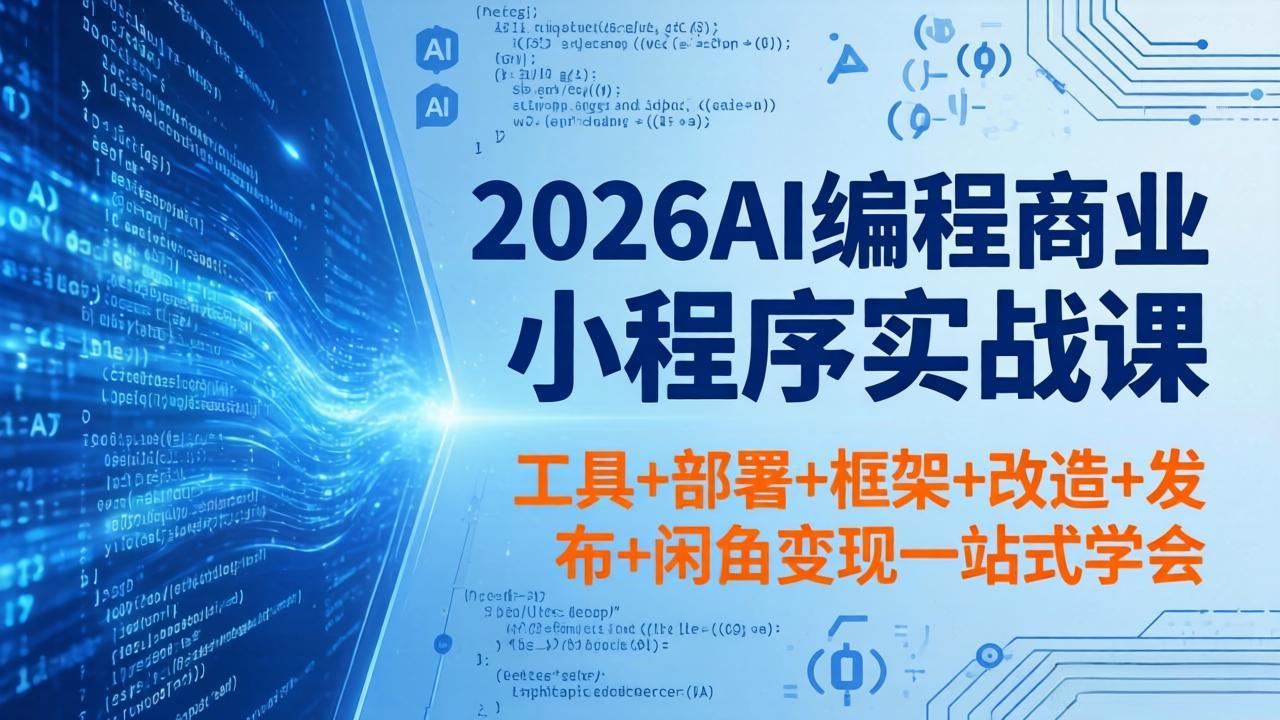 2026AI编程商业小程序实战课，工具+部署+框架+改造+发布+闲鱼变现一站式学会-泡泡网赚