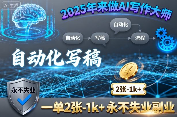 2025年来做AI写作大师，自动化写稿，一单2张-1k+，永不失业副业-泡泡网赚