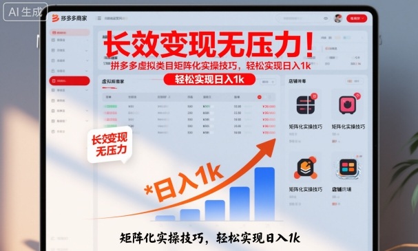 长效变现无压力！拼多多虚拟类目矩阵化实操技巧，轻松实现日入1k【揭秘】-泡泡网赚