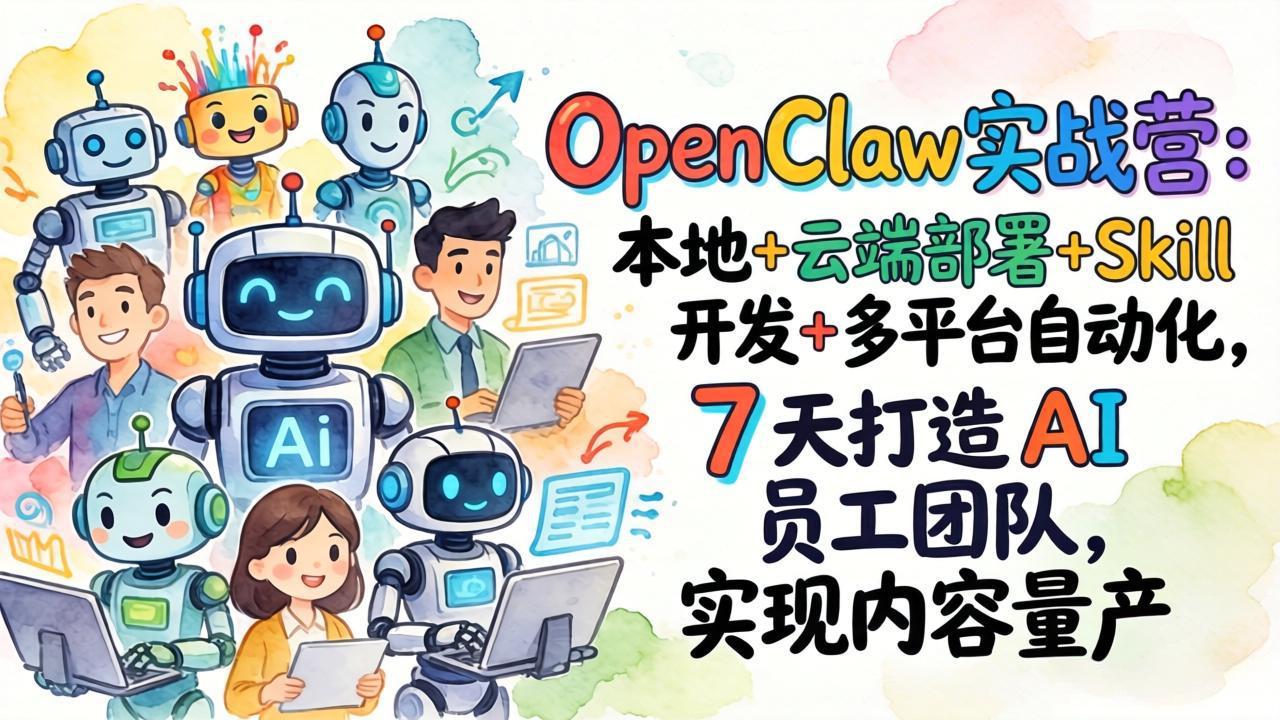 OpenClaw实战营：本地+云端部署+Skill开发+多平台自动化，7 天打造 AI 员工团队，实现内容量产-泡泡网赚