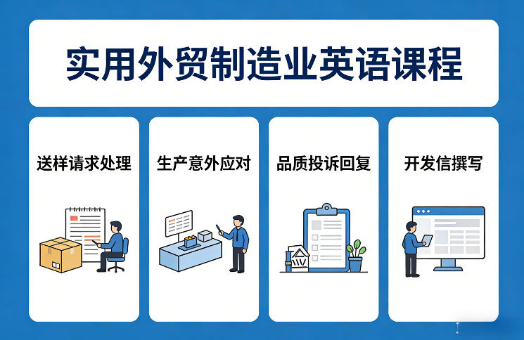 实用外贸制造业英语课程，教你专业处理送样请求、应对生产意外、回复品质投诉、撰写开发信等-泡泡网赚