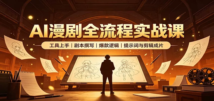 AI漫剧全流程实战课：工具上手、剧本撰写、爆款逻辑、提示词与剪辑成片-泡泡网赚