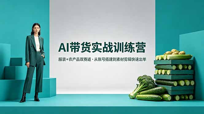 AI带货实战训练营，服装+农产品双赛道，从账号搭建到素材剪辑快速出单-泡泡网赚