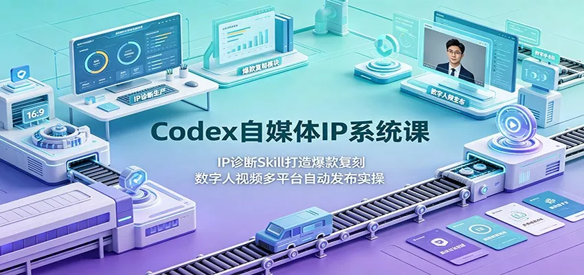 Codex自媒体IP系统课：IP诊断Skill打造爆款复刻，数字人视频多平台自动发布实操-泡泡网赚
