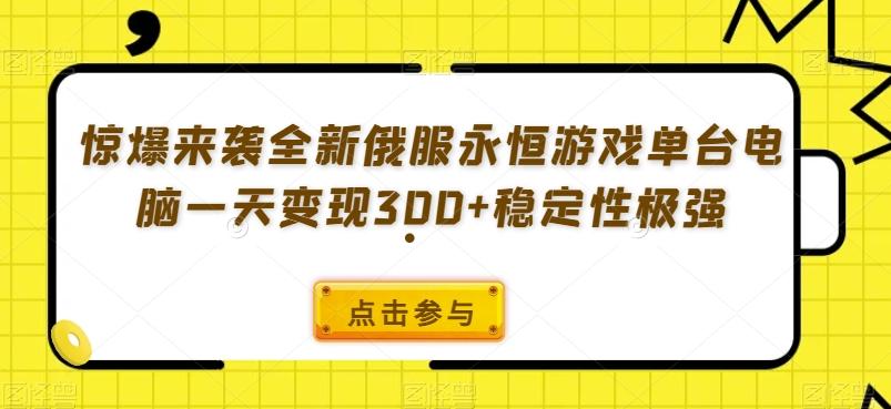 惊爆来袭全新俄服永恒游戏单台电脑一天变现300+稳定性极强-泡泡网赚