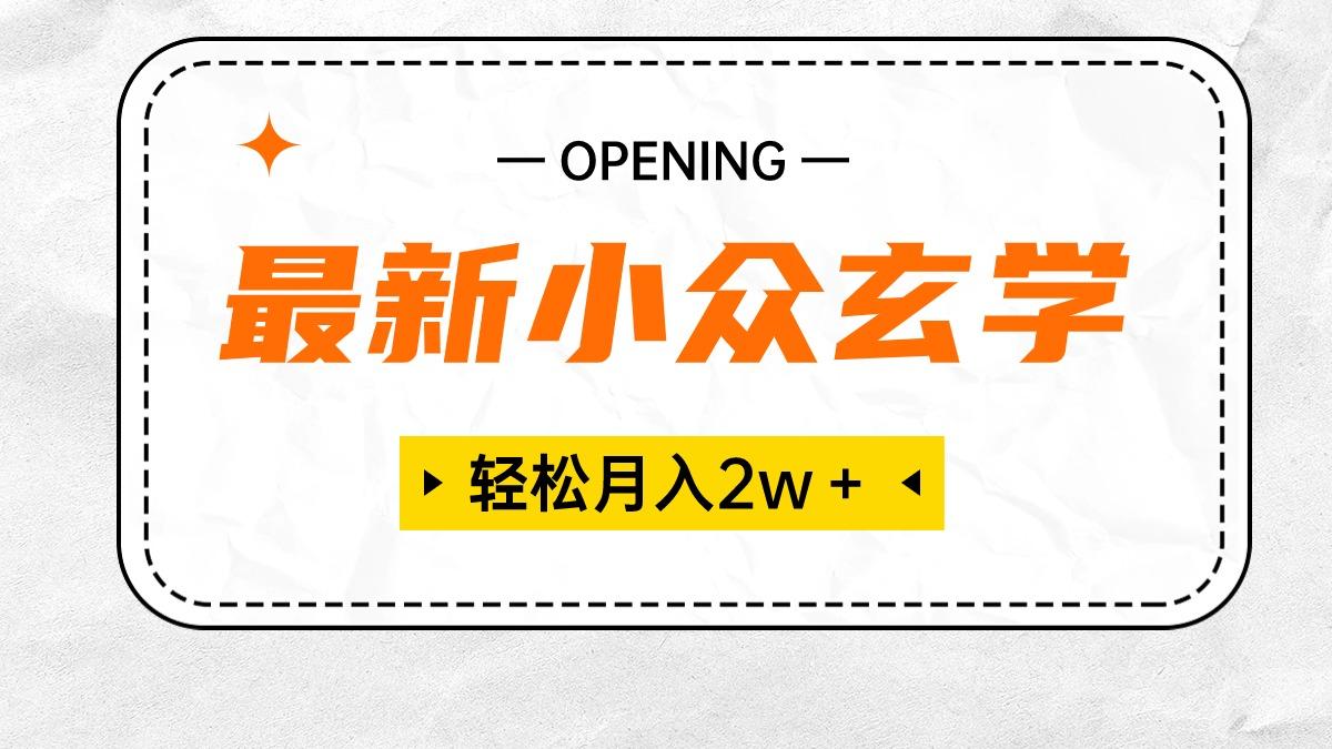 最新小众玄学项目，保底月入2W＋ 无门槛高利润，小白也能轻松掌握-泡泡网赚