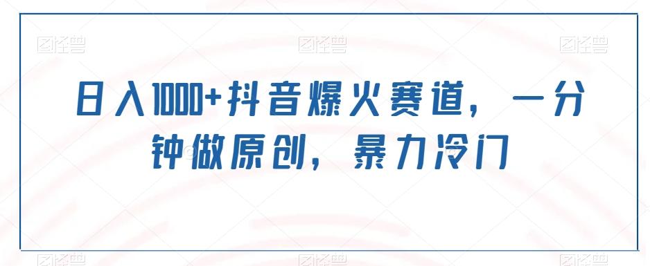 日入1000+抖音爆火赛道，一分钟做原创，暴力冷门-泡泡网赚