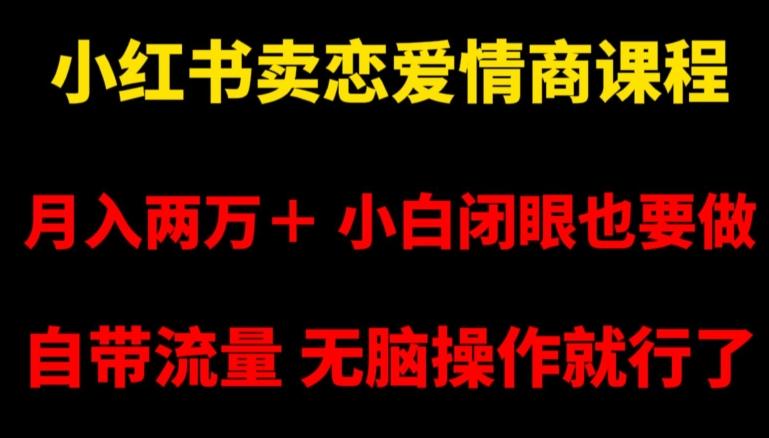 小红书卖恋爱情商课程，月入两万＋，小白闭眼也要做，自带流量，无脑操作就行了【揭秘】-泡泡网赚