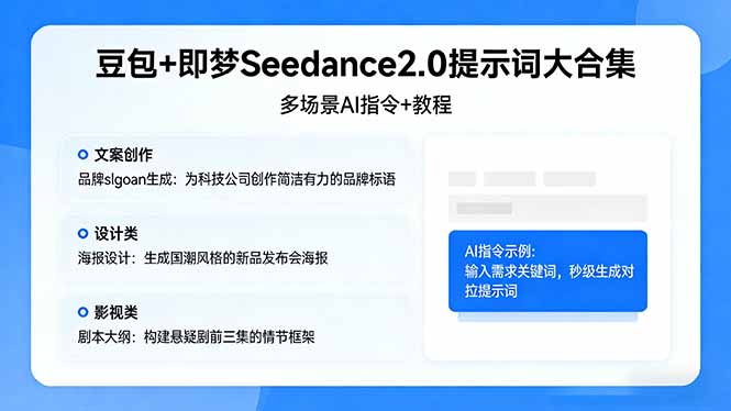 豆包+即梦Seedance2.0提示词大合集：多场景AI指令+教程，解锁文案、设计、影视高效创作-泡泡网赚