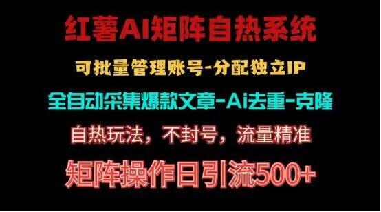 红薯矩阵自热系统，独家不死号引流玩法！矩阵操作日引流500+-泡泡网赚
