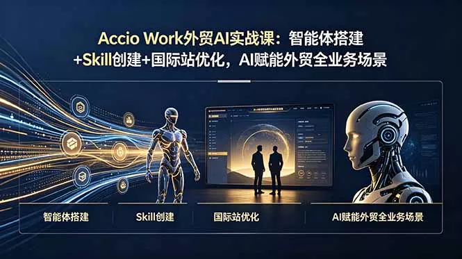 Accio Work外贸AI实战课：智能体搭建+Skill创建+国际站优化，AI赋能外贸全业务场景-泡泡网赚