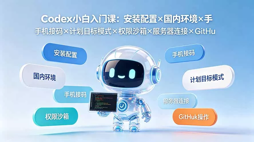 Codex小白入门课：安装配置×国内环境×手机接码×计划目标模式×权限沙箱×服务器连接×GitHub操作-泡泡网赚