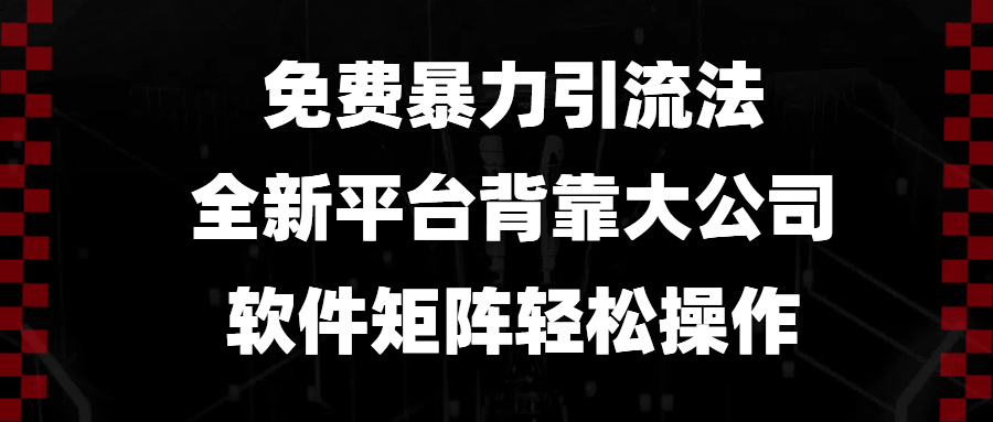 免费暴力引流法，全新平台，背靠大公司，软件矩阵轻松操作-泡泡网赚