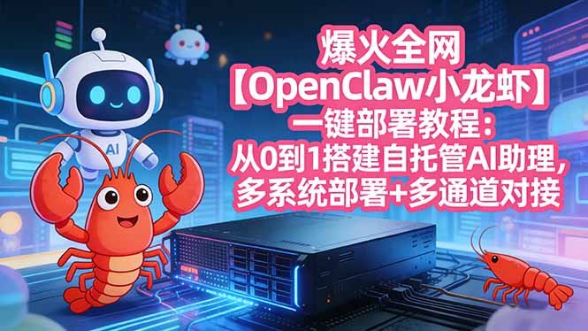 爆火全网【OpenClaw 小龙虾】一键部署教程：从0到1搭建自托管AI助理，多系统部署+多通道对接-泡泡网赚