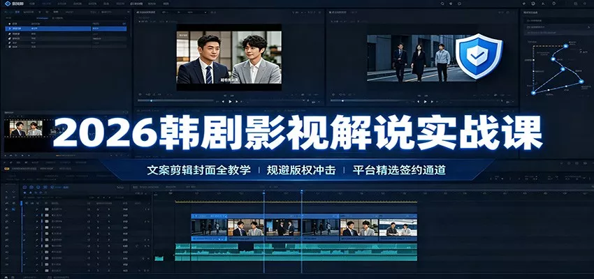 2026韩剧影视解说实战课：文案剪辑封面全教学，规避版权冲击平台精选签约通道-泡泡网赚