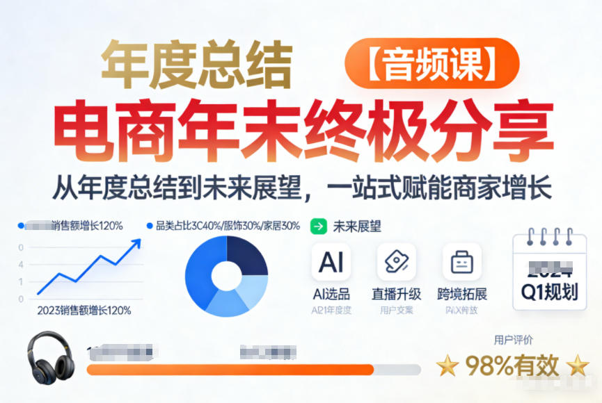 电商年未终极分享，从年度总结到未来展望，一站式赋能商家增长【音频课】-泡泡网赚