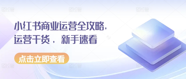 小红书商业运营全攻略，运营干货 ，新手速看-泡泡网赚