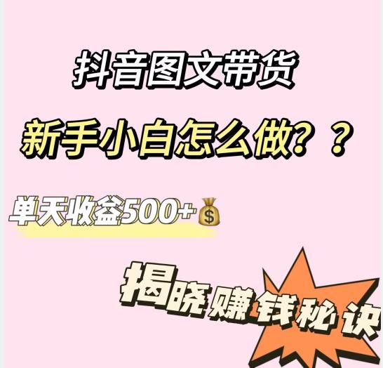 抖音图文带货，新手小白怎么做？单天收益500+【揭秘赚钱秘诀】-泡泡网赚