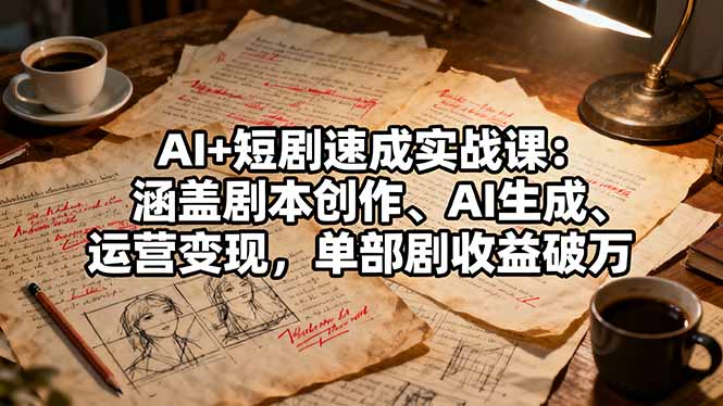 AI+短剧速成实战课：涵盖剧本创作、AI生成、运营变现，单部剧收益破万-泡泡网赚