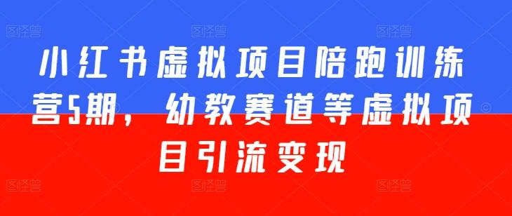 小红书虚拟项目陪跑训练营5期，幼教赛道等虚拟项目引流变现-泡泡网赚