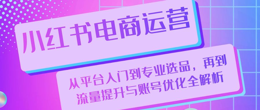 小红书电商运营：从平台入门到专业选品，再到流量提升与账号优化全解析-泡泡网赚